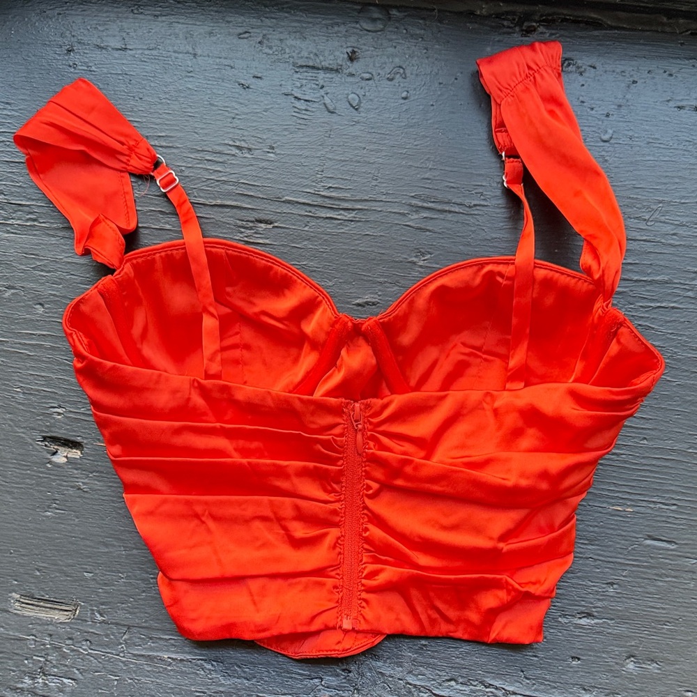 Vibrant Orange Ruched Bustier Top - Picture 2 of 2